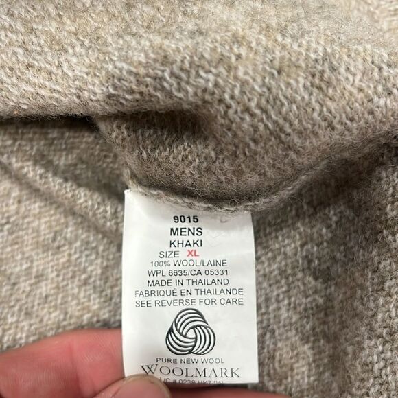 VTG Woolrich 1/4 Zip 100% Wool Sweater Adult XL Beige British Tan Mock Neck - Picture 4 of 8